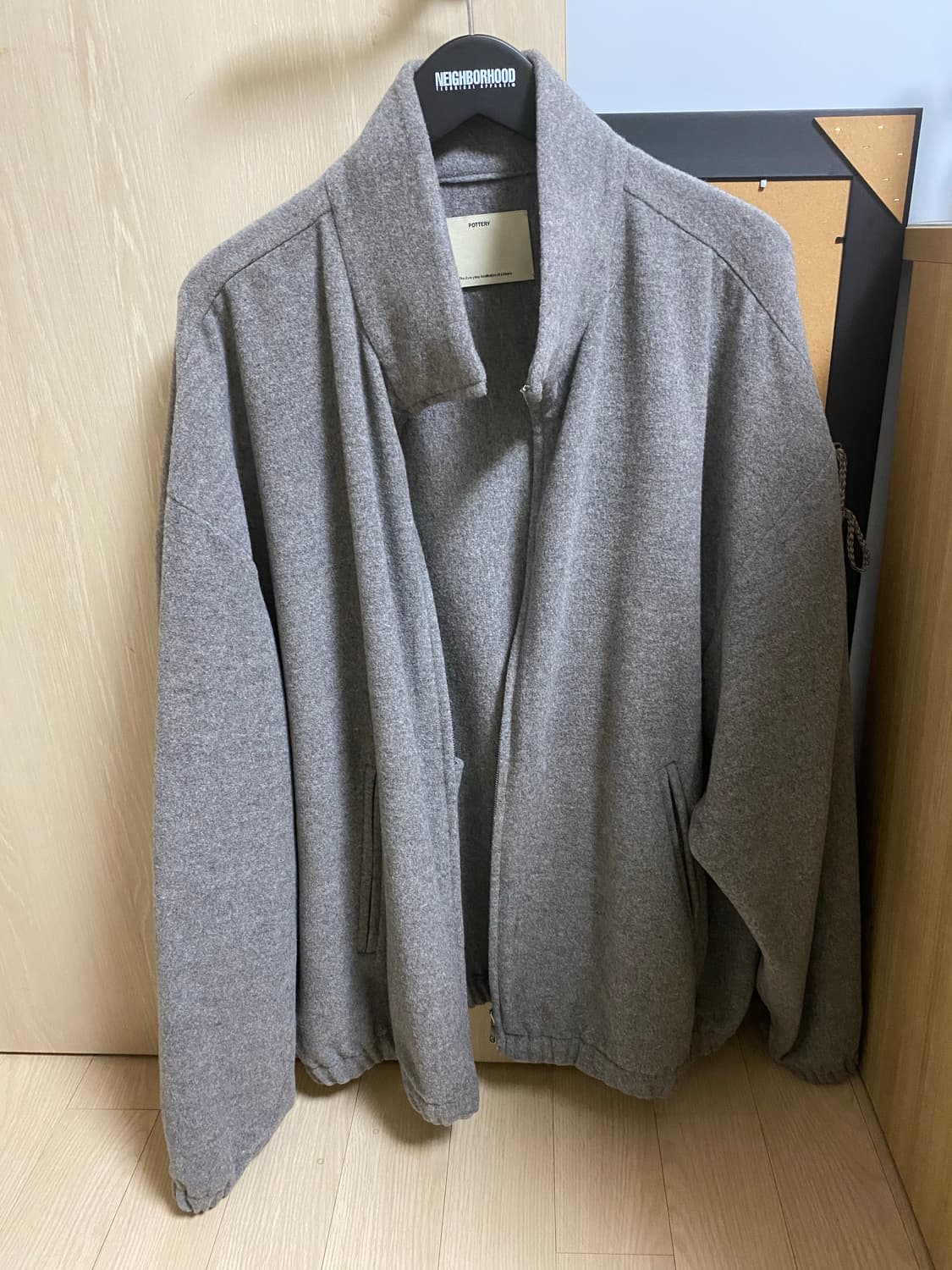 포터리 울 캐시미어 하이넥 집업 자켓 차콜 5사이즈 상품이미지1