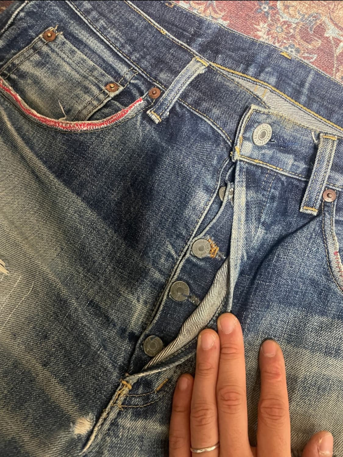 90s 리바이스 503 셀비지 사시코 커스텀 상품이미지2