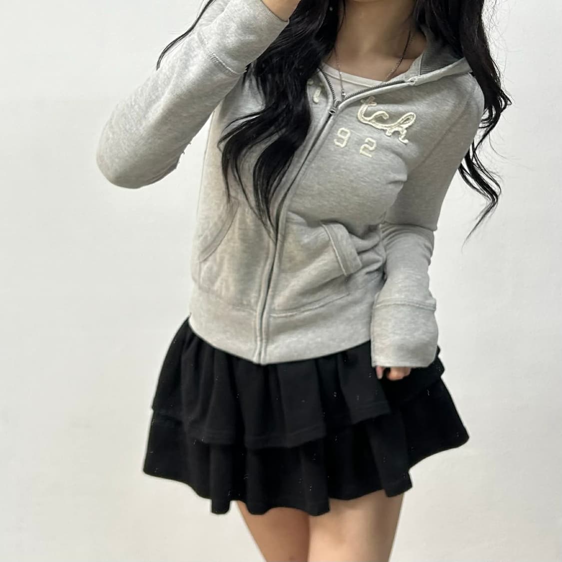 아베크롬비 y2k 여리핏 올드스쿨 그레이 후드집업 희귀져지 상품이미지1