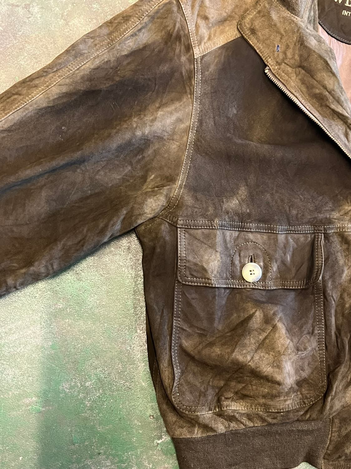90's [L] 유럽 빈티지 천연가죽 블루종 봄버 자켓 브라운 상품이미지8
