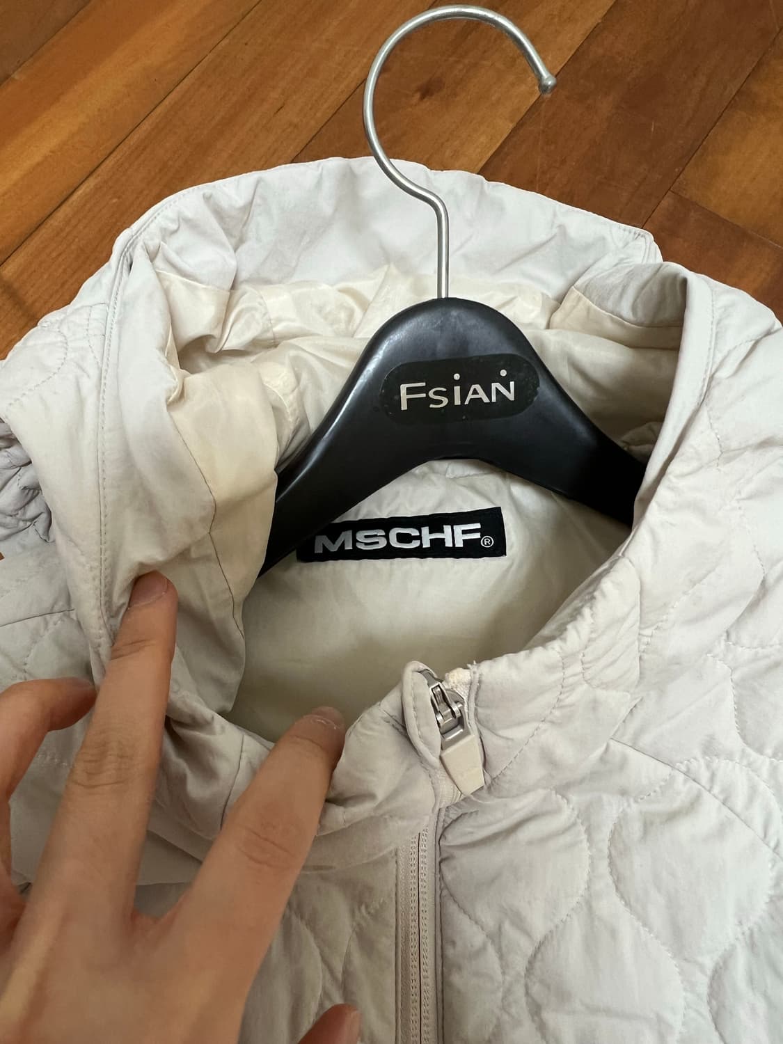 미스치프 퀼티드 후디드 자켓 아이보리 S 상품이미지5