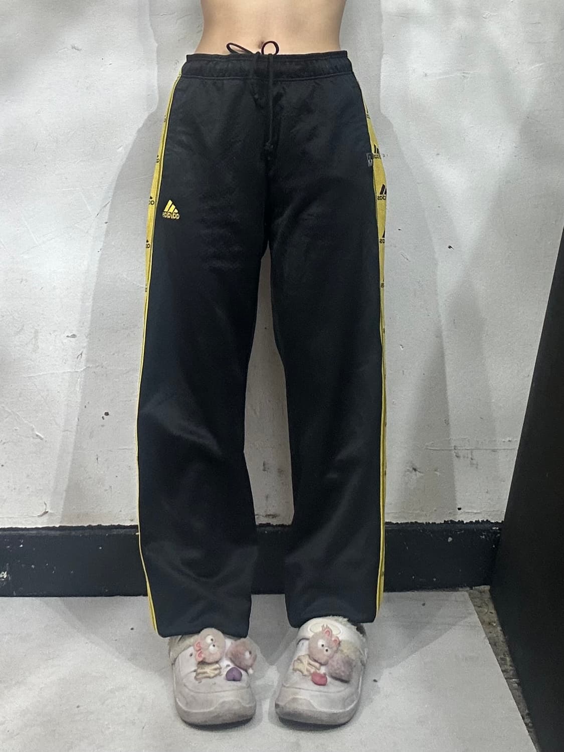 아디다스 블랙 옐로우 사이드 라인 추리닝 바지 트레이닝 팬츠 L 상품이미지2