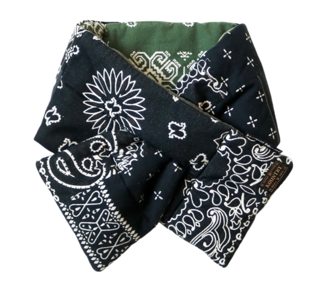 캐피탈 플란넬 반다나 패턴 리버시블 케사 머플러 블랙 카키 상품이미지1