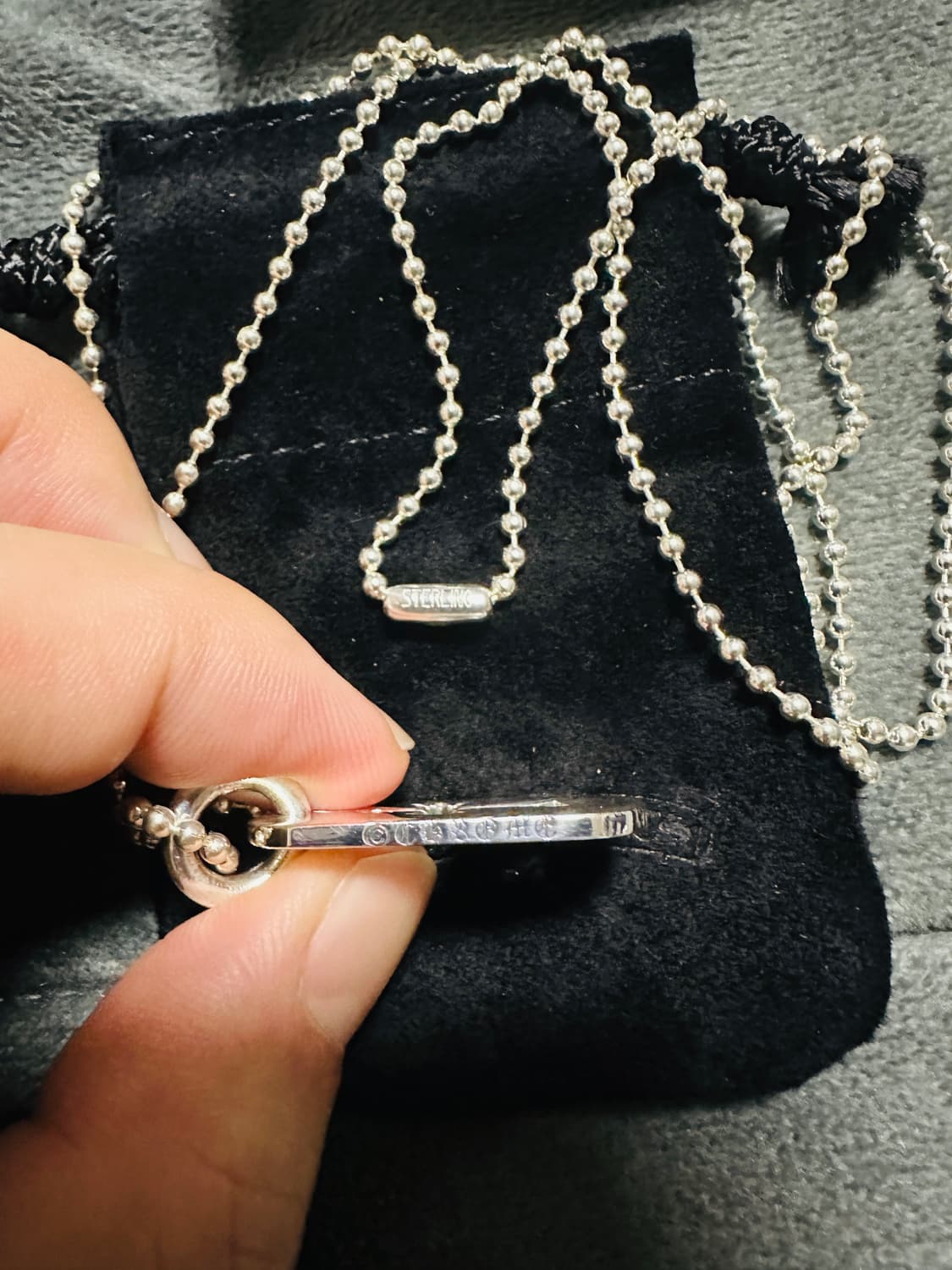 [새상품] 크롬하츠 실버 스몰 컷아웃 CH크로스 도그택 & 볼체인 30“ 상품이미지3