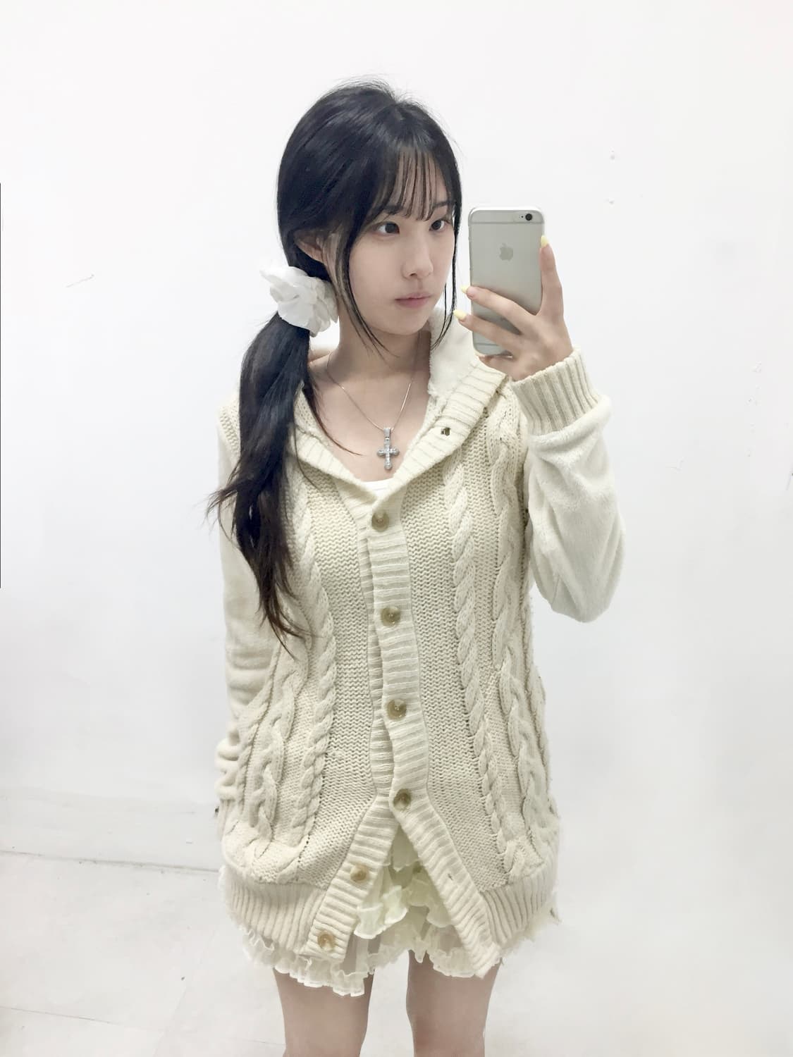 달천깔 꽈배기 니트 퍼 후드 가디건 상품이미지1
