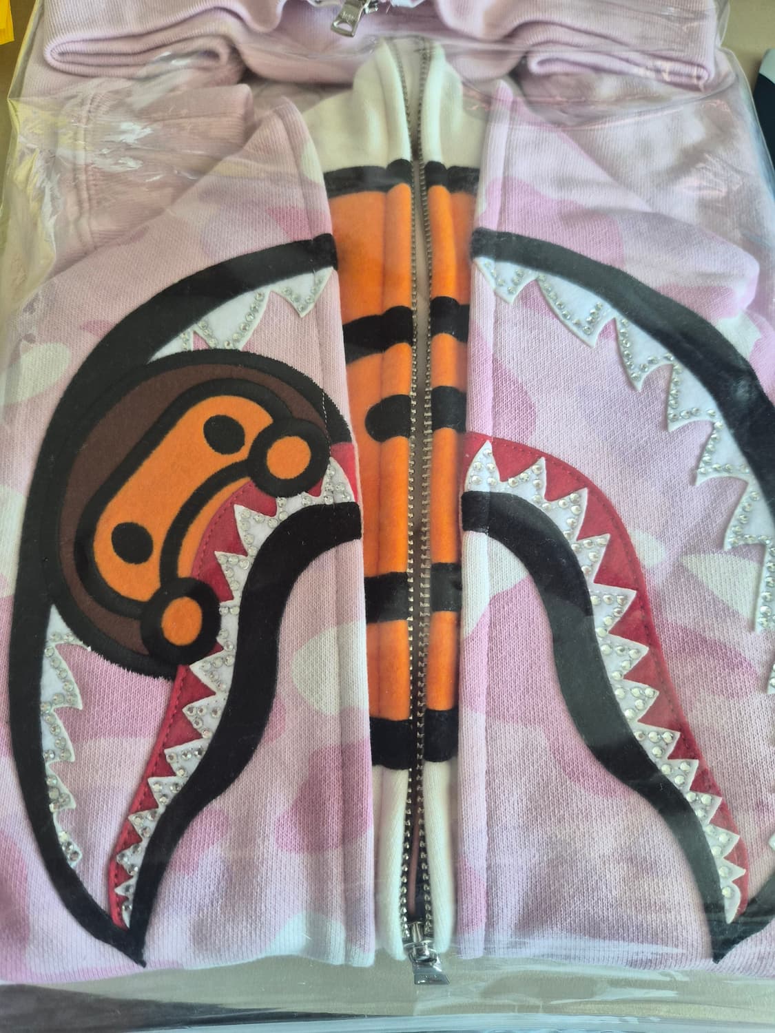 베이프 여성용 M 크리스탈  베이비 마일로 샤크 크롭 풀 집 더블 후 상품이미지8