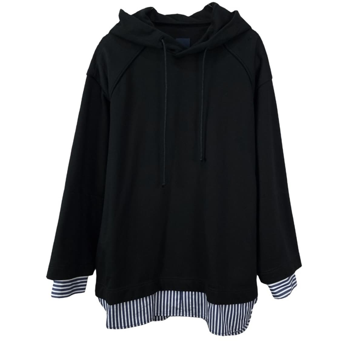 [준지] 20 S/S 셔츠 레이어링 오버사이즈 후드티 블랙 P01547 상품이미지2