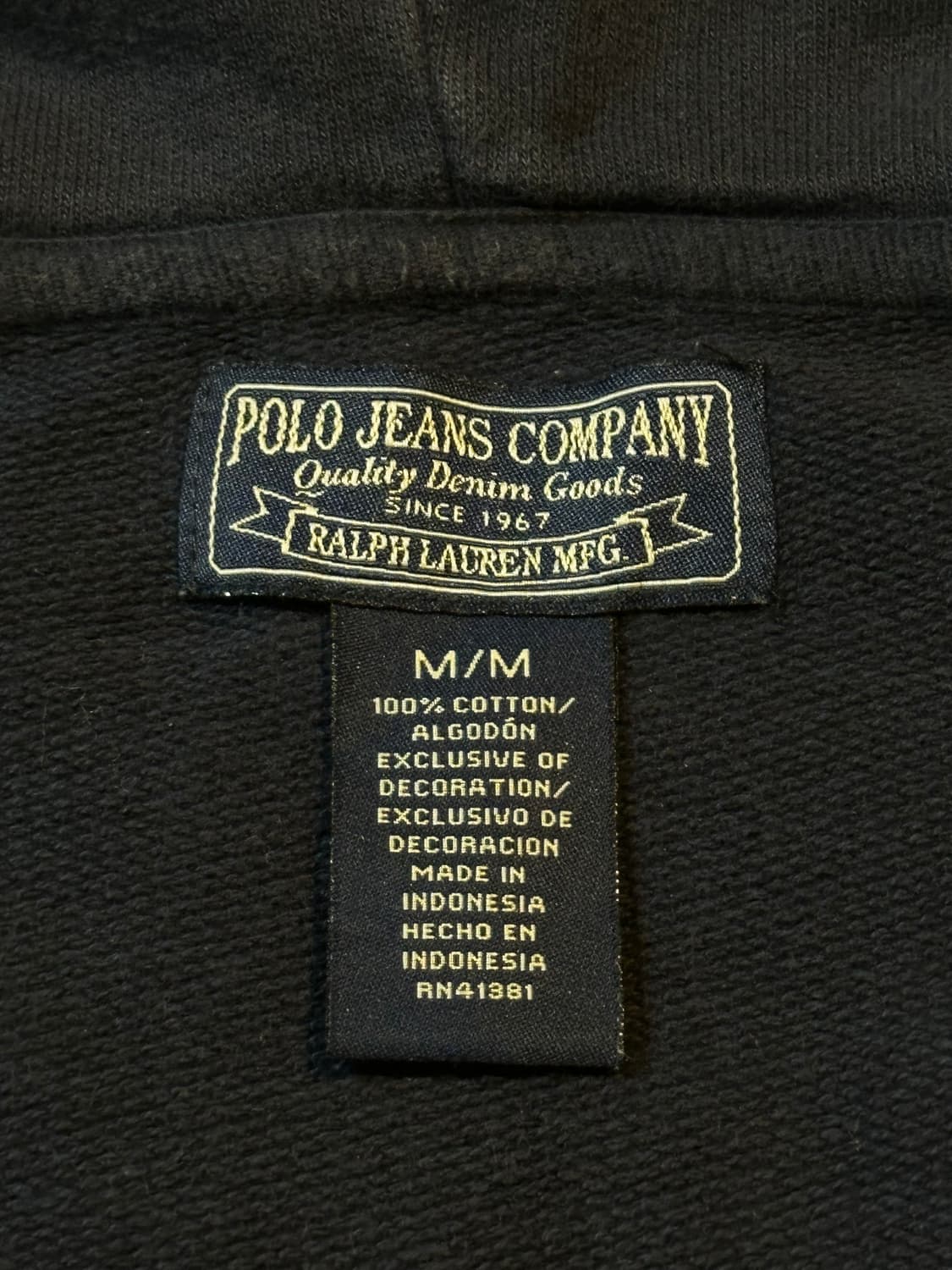 희귀) 90's 폴로 진스 스펠아웃 아치로고 후드집업 네이비 상품이미지5