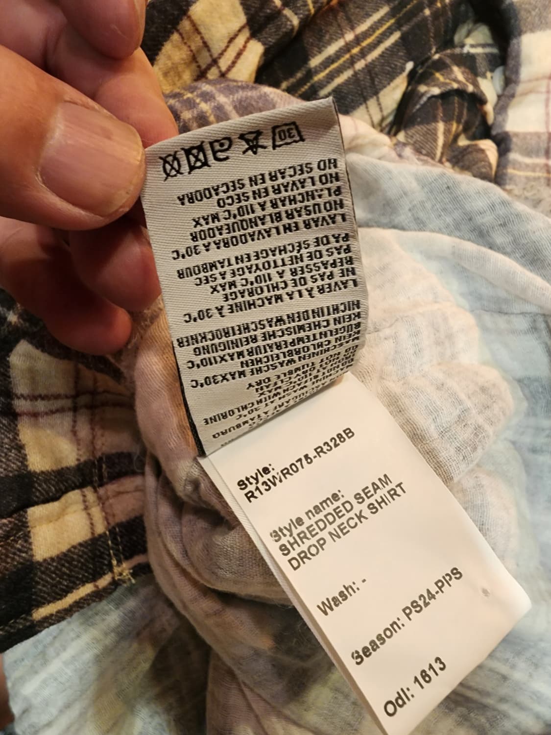 [M] R13 Shredded Seam 셔츠 알써틴 오버핏셔츠 상품이미지7