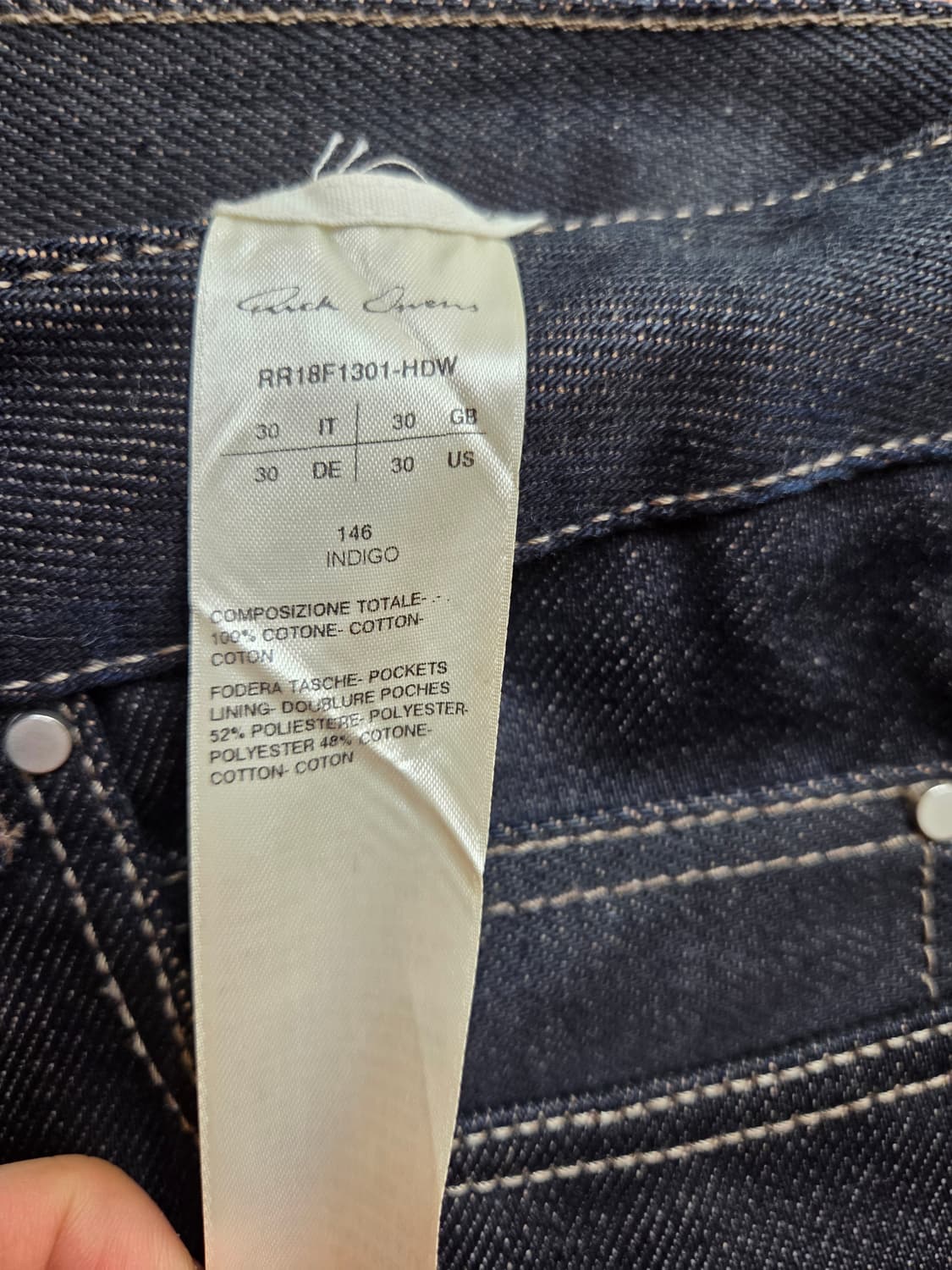 릭오웬스 다크 데님 크롭 배기팬츠 상품이미지3