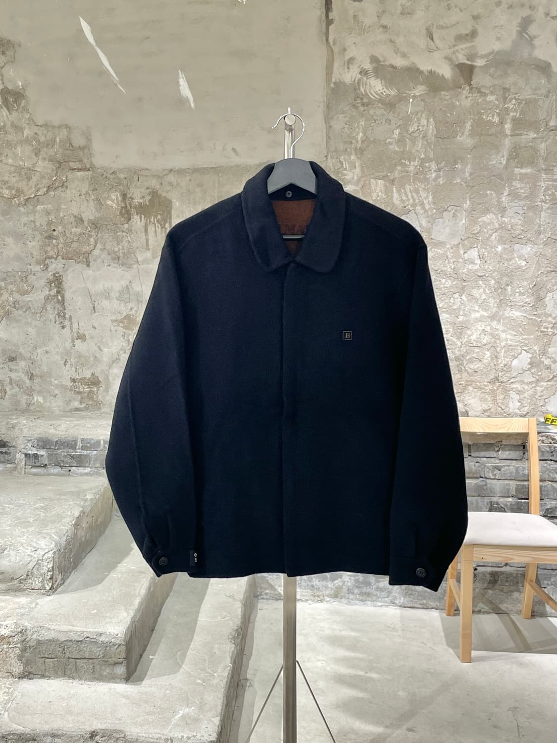 발망 블랙 스퀘어 로고 히든 집업 울 캐시미어 자켓 상품이미지1