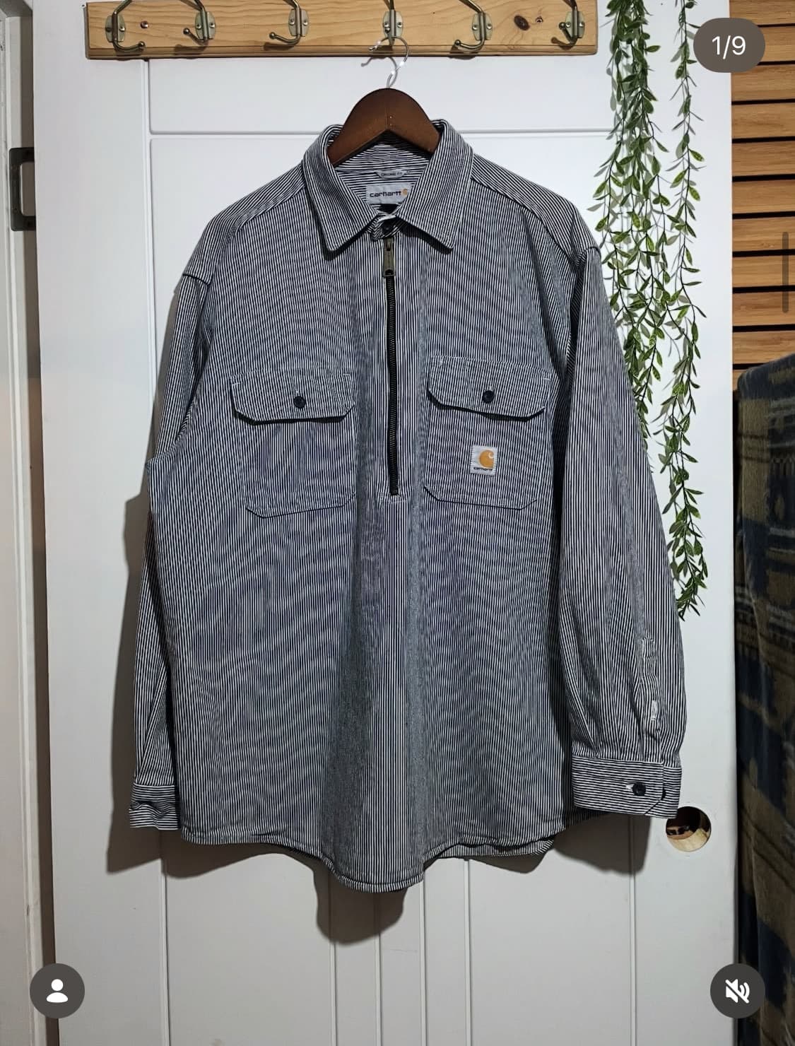 칼하트 스트라이프 하프집업 워크셔츠 상품이미지1