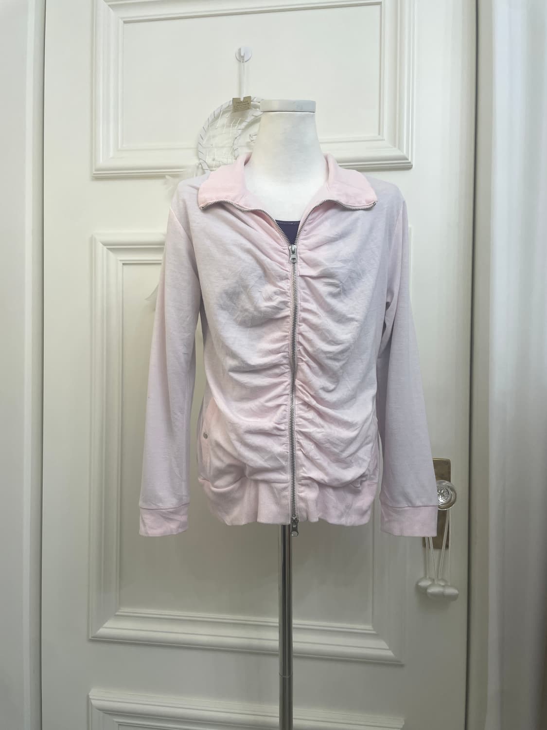 pink shirring cotton 2-way zip-up&purple 상품이미지1