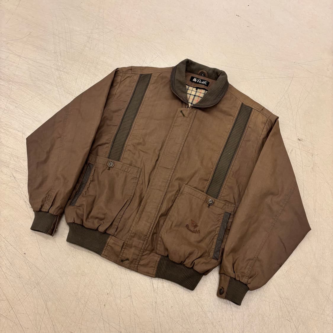 90s 빈티지 브라운 레더 스티치 자켓 상품이미지1