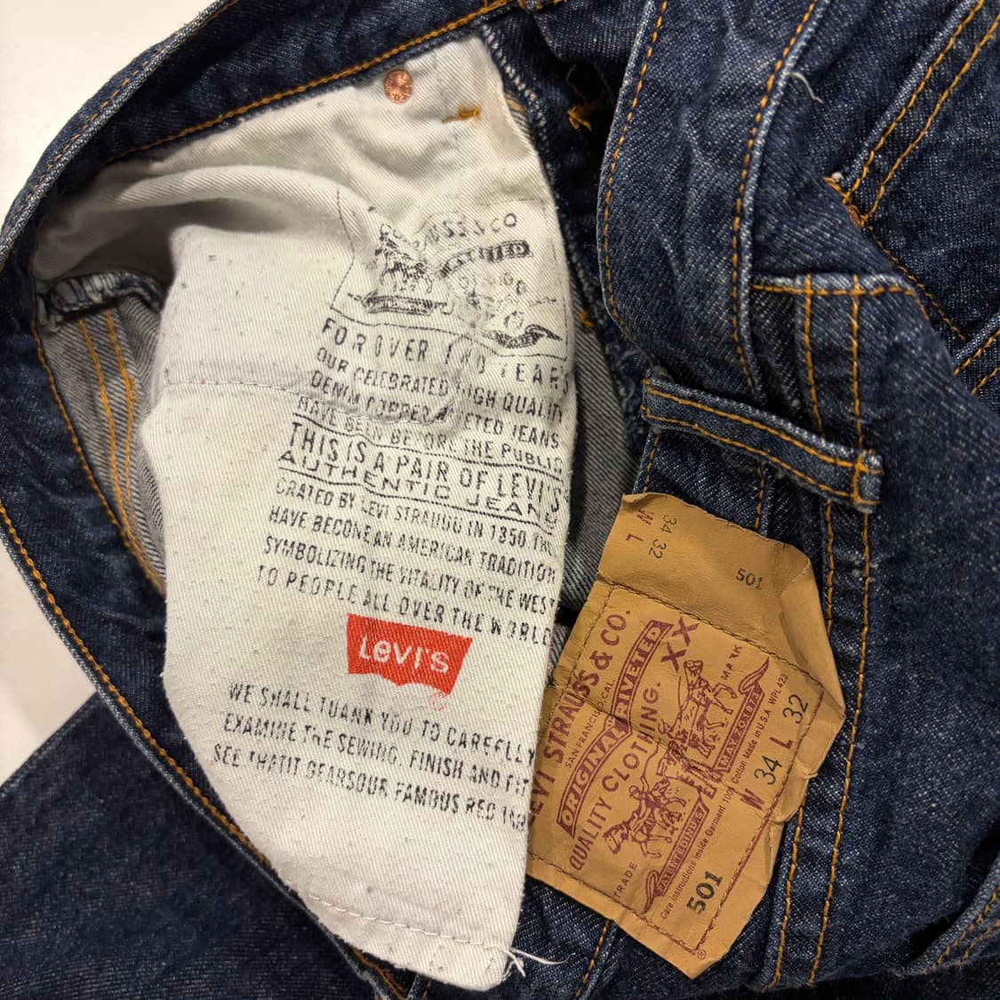 [34x32] 90s 리바이스 501 USA 데님 팬츠 청바지 D446 상품이미지8