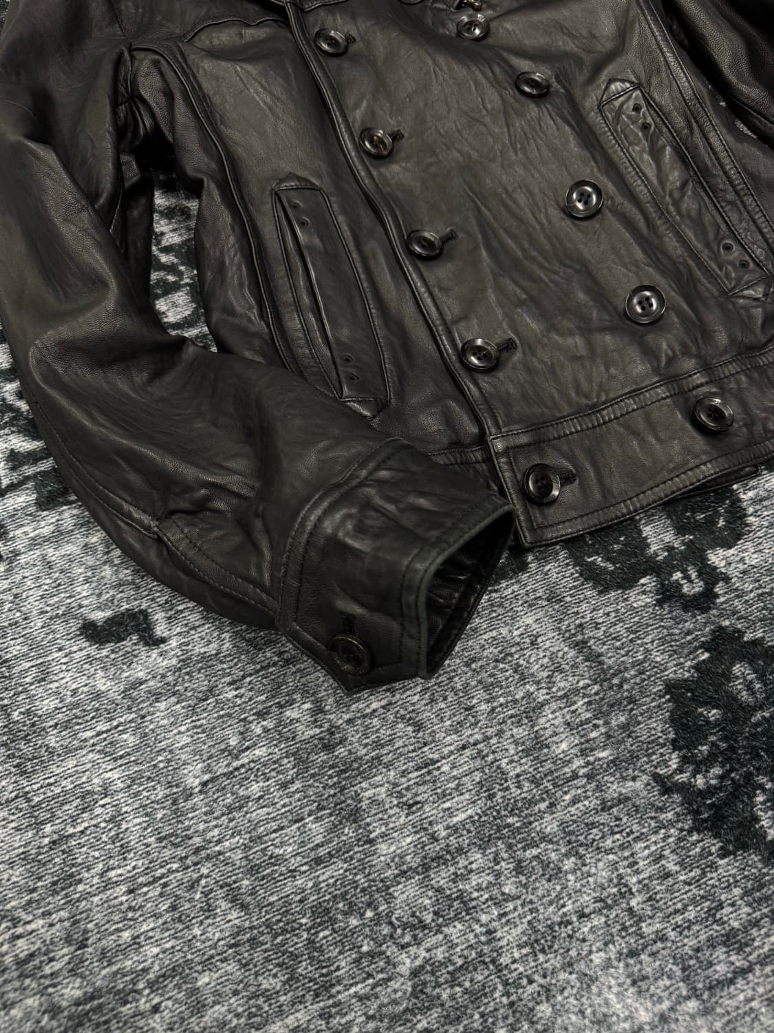 Roen 00s archive double leather jacket 상품이미지5