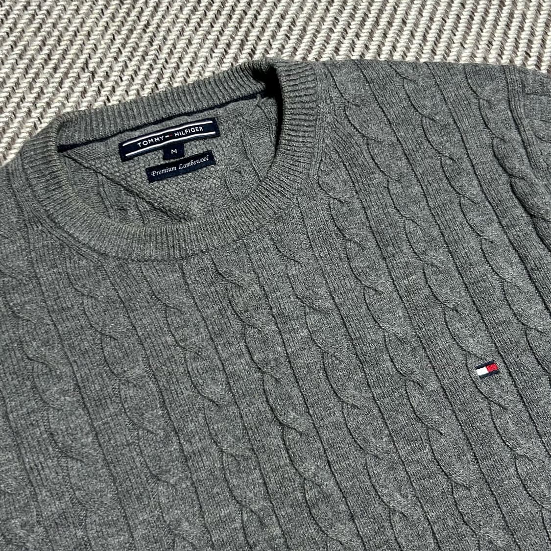 [M] Tommy 타미힐피거 그레이 램스울 케이블 라운드 니트 상품이미지4