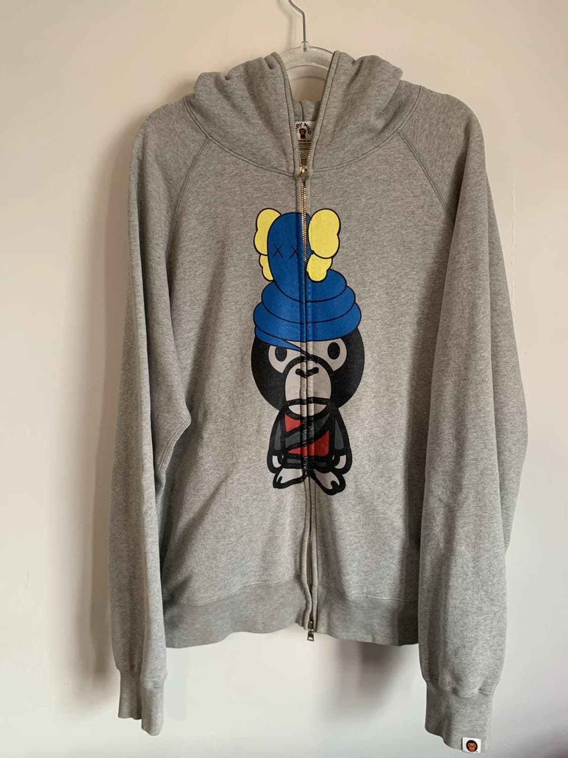 베이프 베이비 마일로 x 카우스 풀 후드집업 그레이 상품이미지1