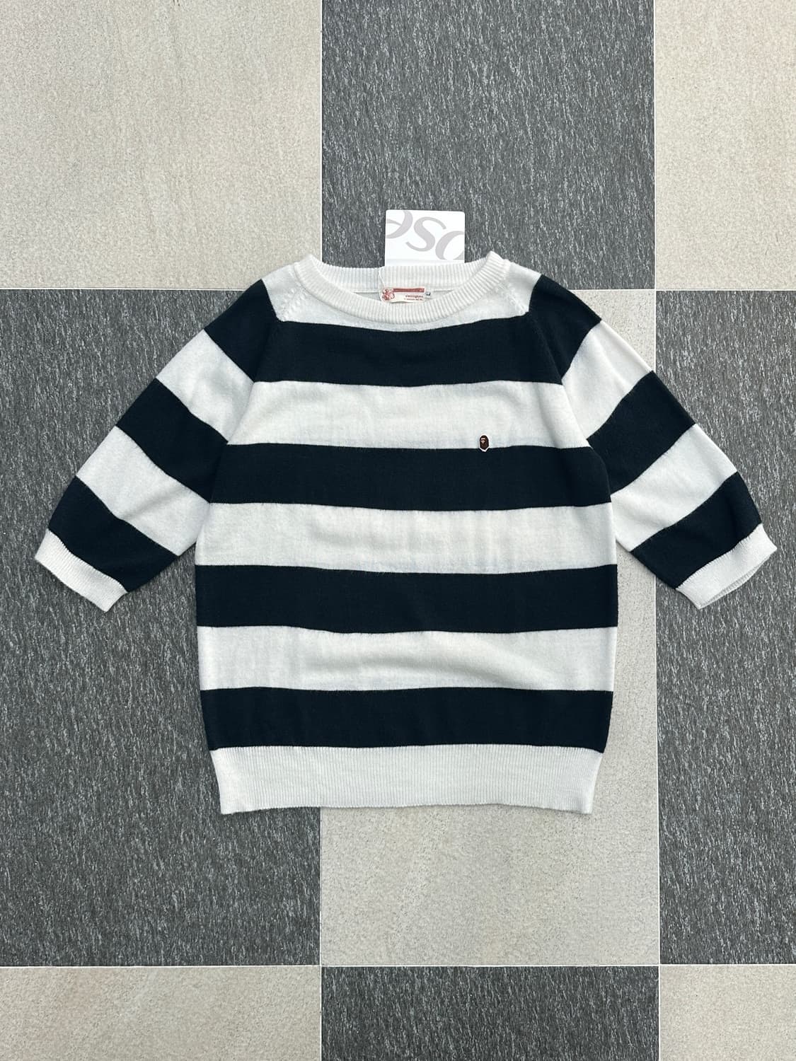 베이프 스트라이프 미니사루 7부 니트  상품이미지4