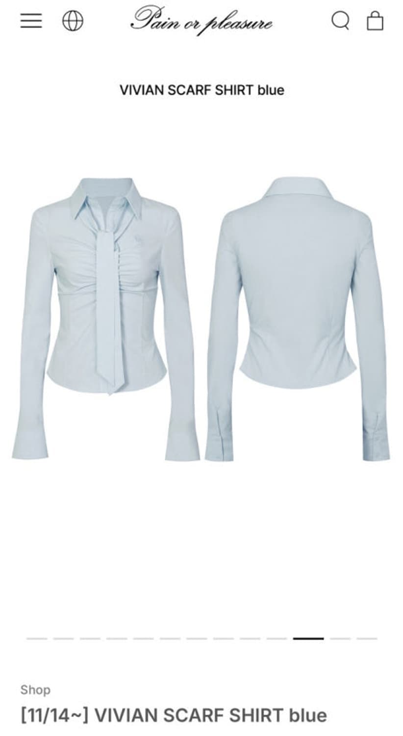 페인오어플레져 비비안 스카프 셔츠 블루s 상품이미지2