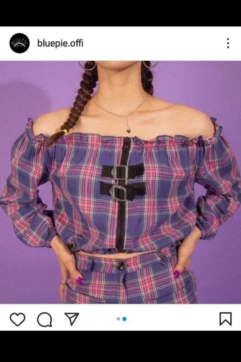 블루파이 핑크&퍼플 타탄체크 셋업 재키와이 착용 상품이미지2
