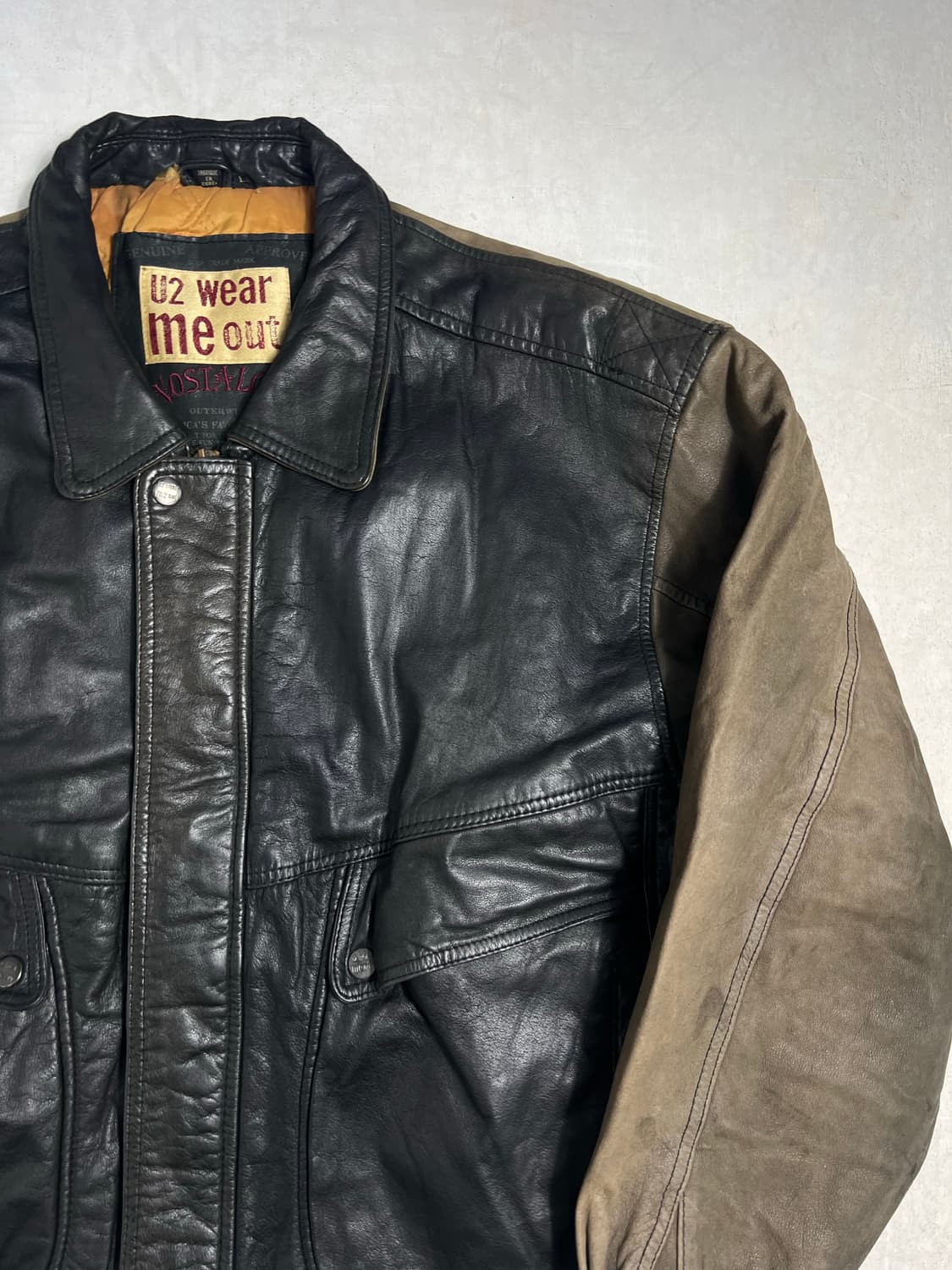 90’s 빈티지 믹스드 카우 레더 봄버 자켓 상품이미지5