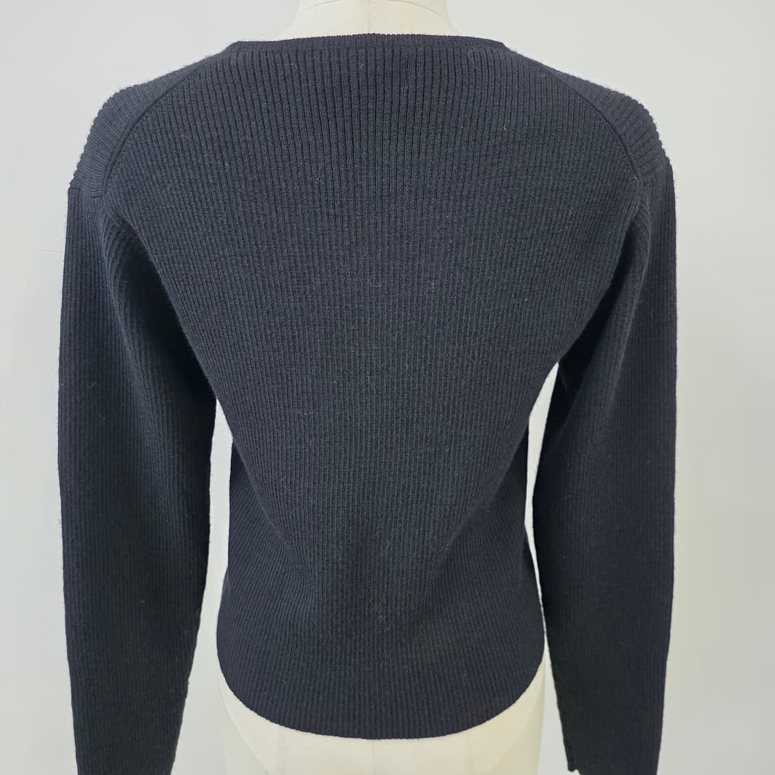 mamian 울100% 블랙 골지 집업 니트 가디건  상품이미지3