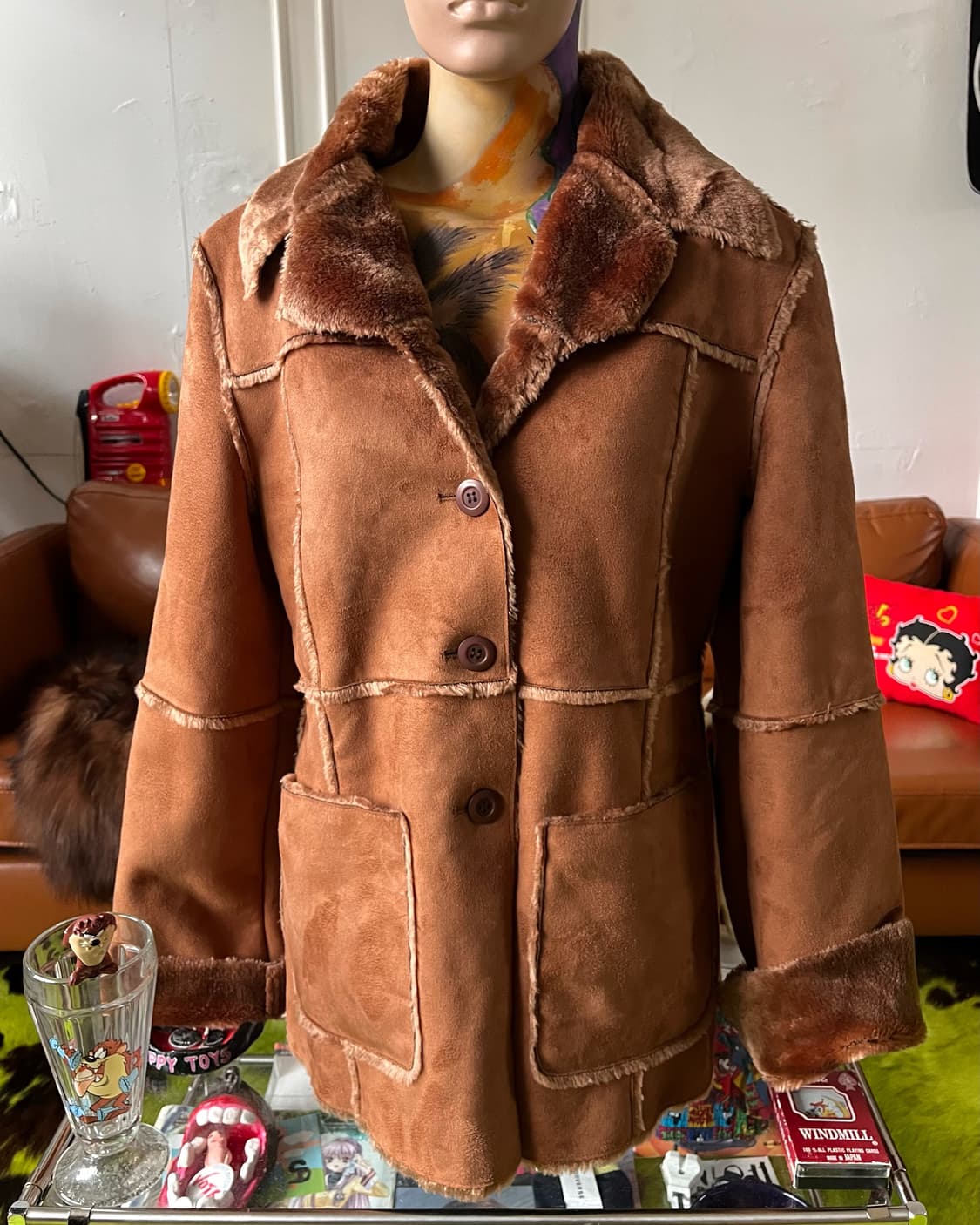 90-00s AURORA Japan Faux Leather Fur JK 상품이미지2