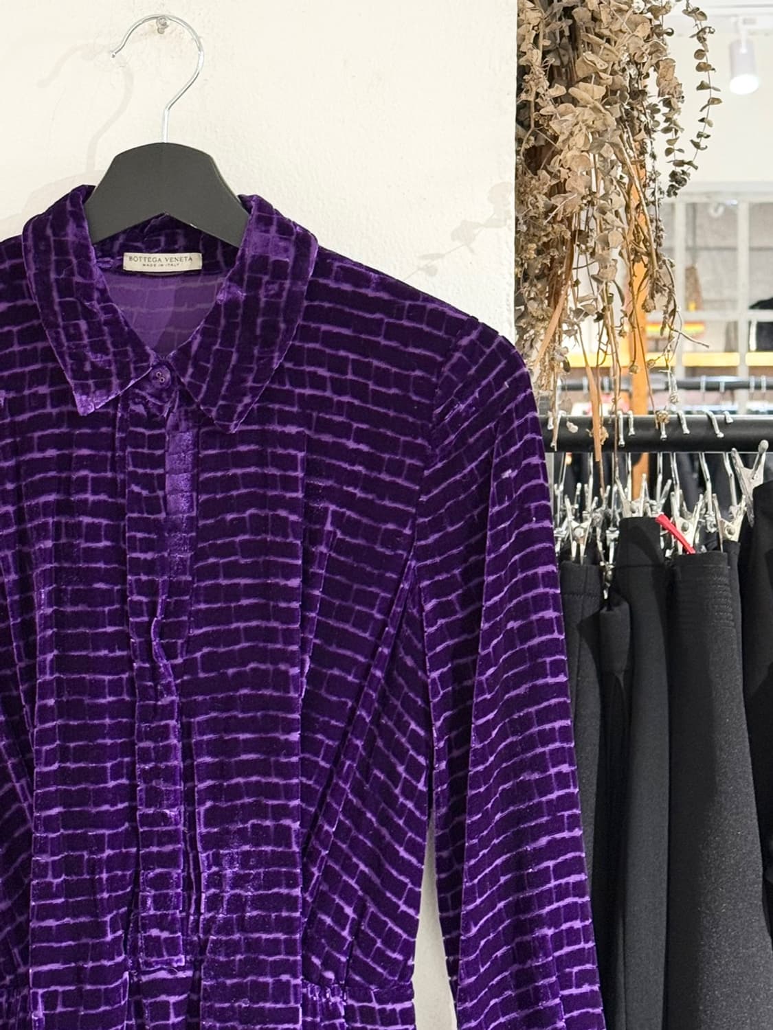 보테가베네타 퍼플 벨벳 패턴 셔츠 스트랩 드레스 상품이미지3