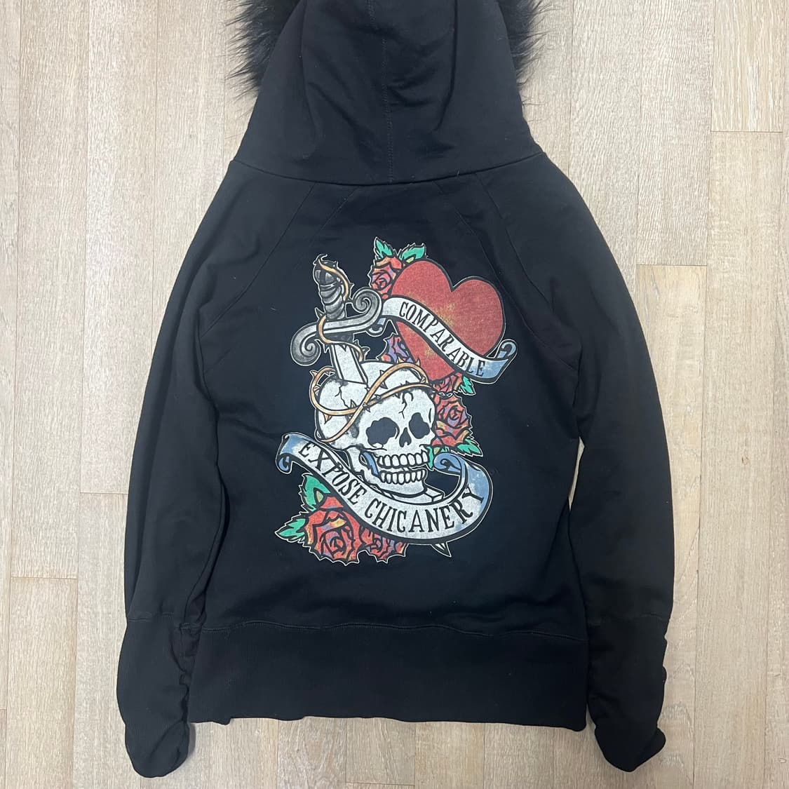 레이어룸 빈티지 디그딥 펑크 퍼 후드집업 상품이미지1