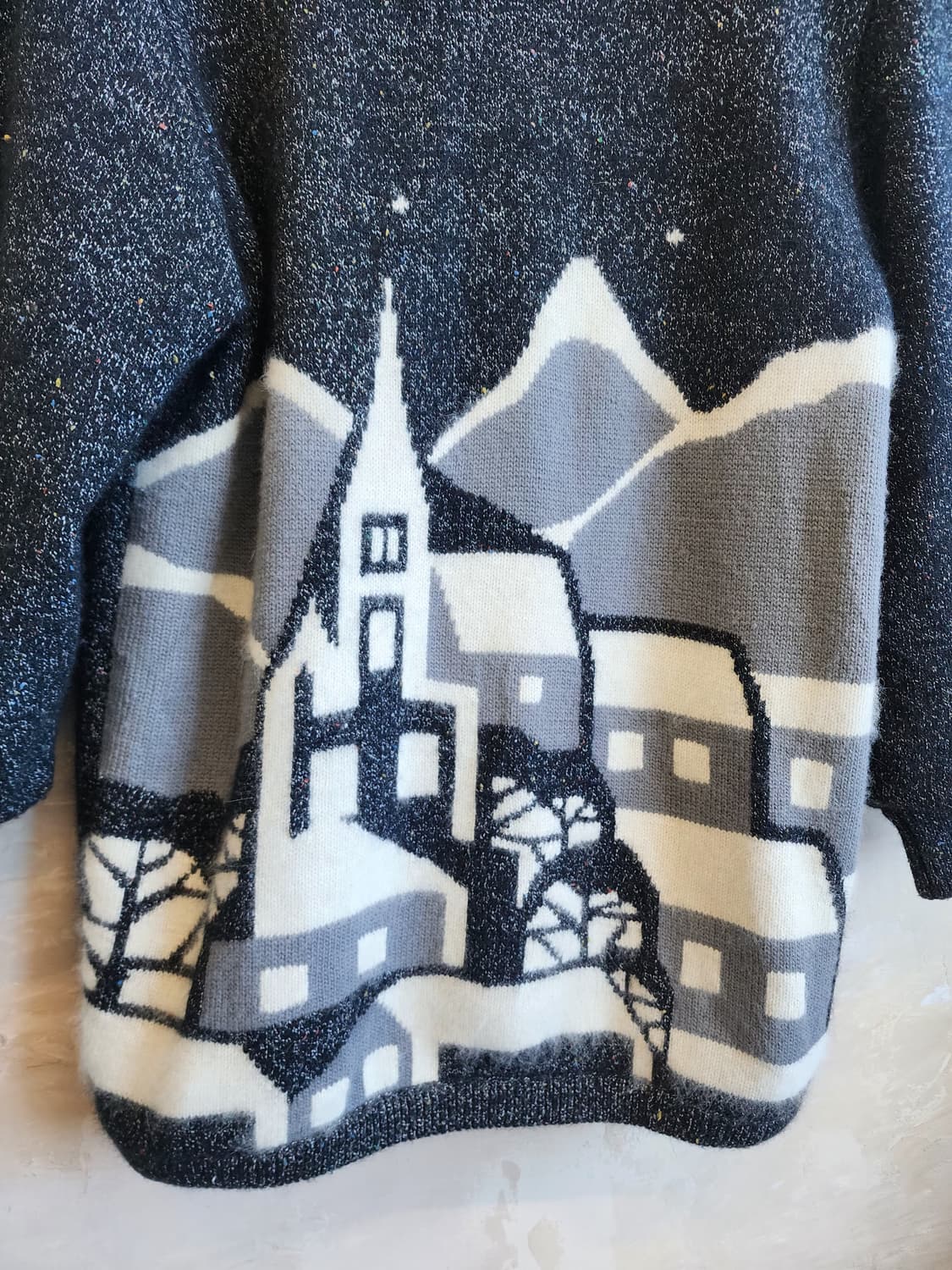 울 퀼팅 패턴 가디건 상품이미지2