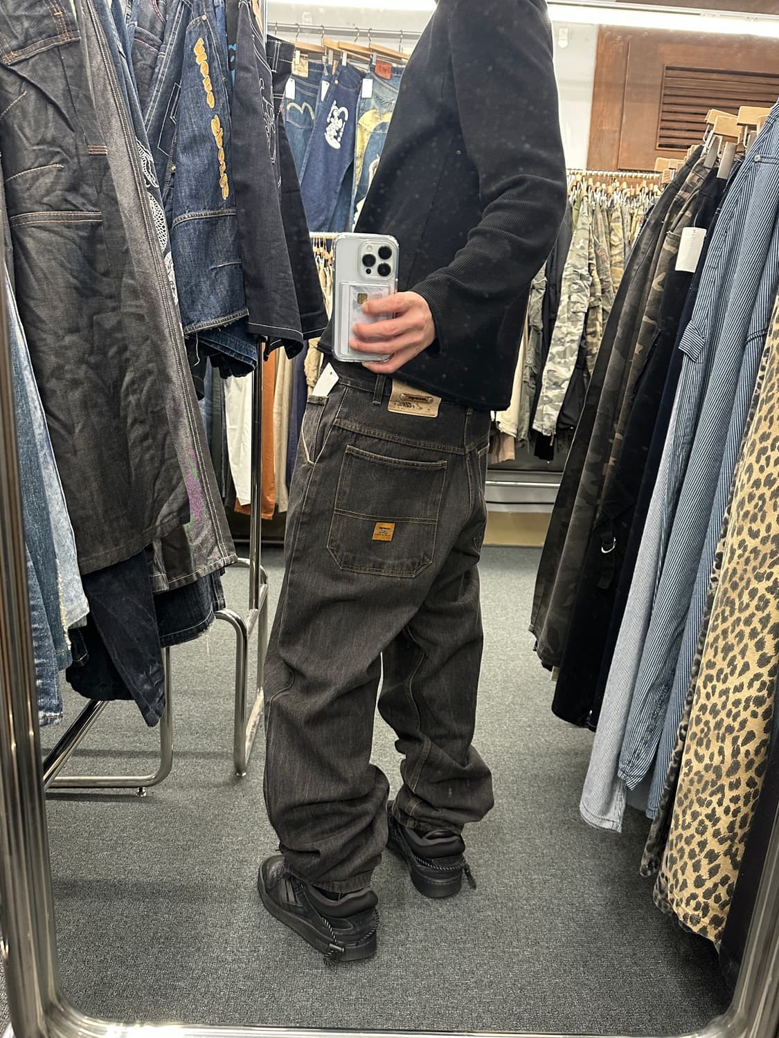 34) SOHK 스쿨오브하드낙 y2k 힙합 흑청 데님팬츠 상품이미지1