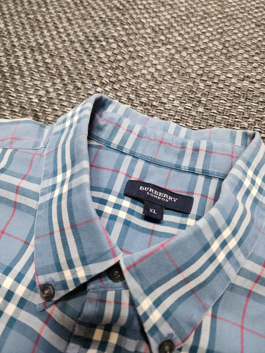 버버리 블루 노바체크 로고 남방 셔츠  XL사이즈 상품이미지5