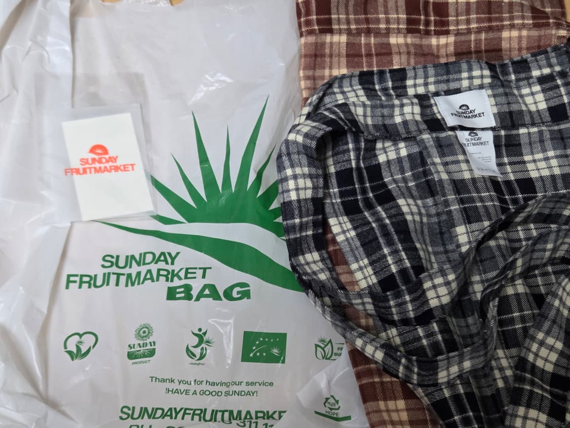 선데이후르츠마켓 체크 앞치마 WRAP APRON BRICK 상품이미지1