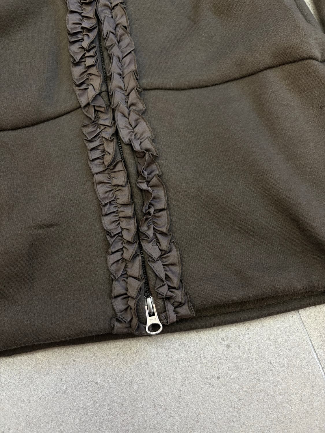 기모 프릴 후드 롱 집업 상품이미지2