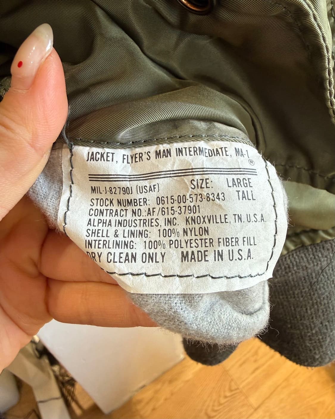 알파 인더스트리 카키 ma-1 봄버 자켓 상품이미지9