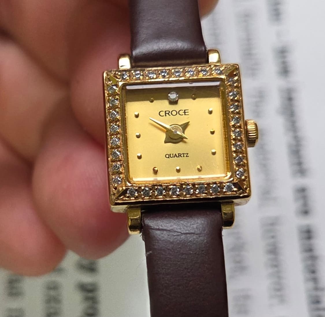 빈티지 크로체(CROCE) 미니탱크 골드다이얼 쿼츠 여성용 
 상품이미지2