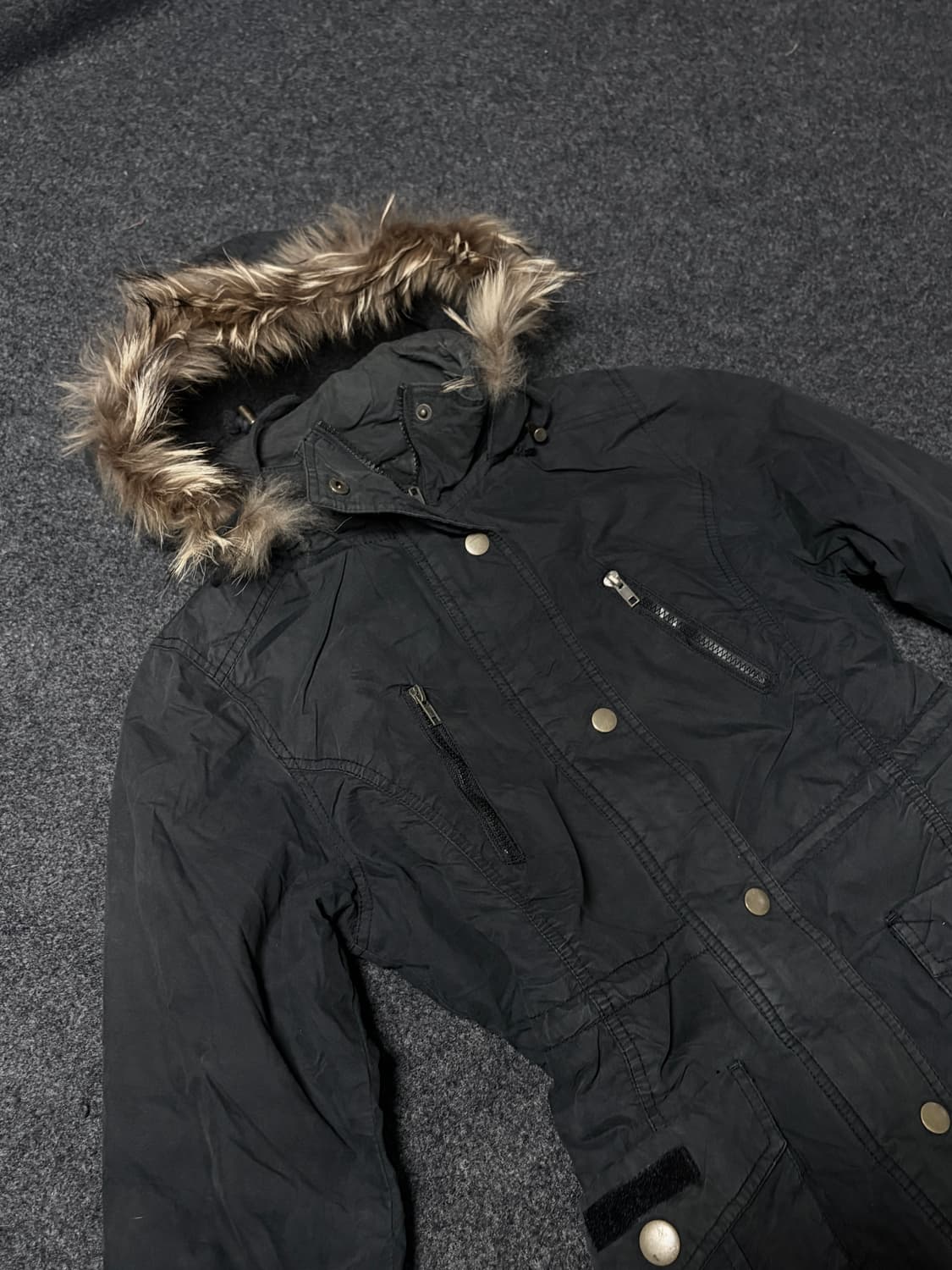 Vintage y2k Rock & Punk fur hood jacket 상품이미지3