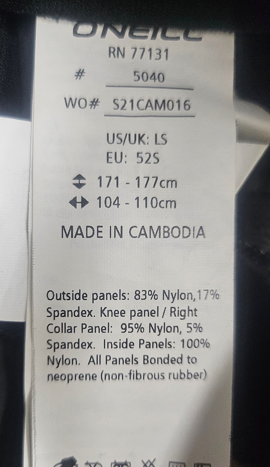 오닐 O'NEILL 남성 웻슈트 XL 105 웻수트 XD16 상품이미지5
