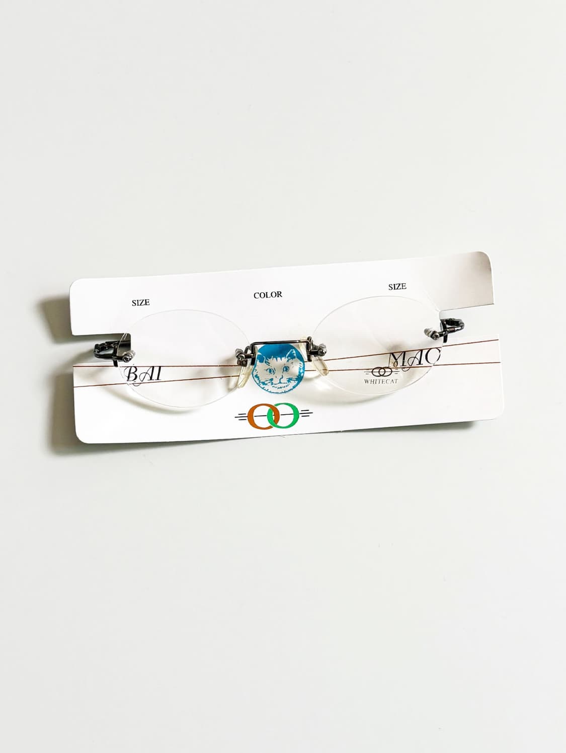 90s WHITE CAT 무테 오벌 메탈 프레임 빈티지 안경 상품이미지2