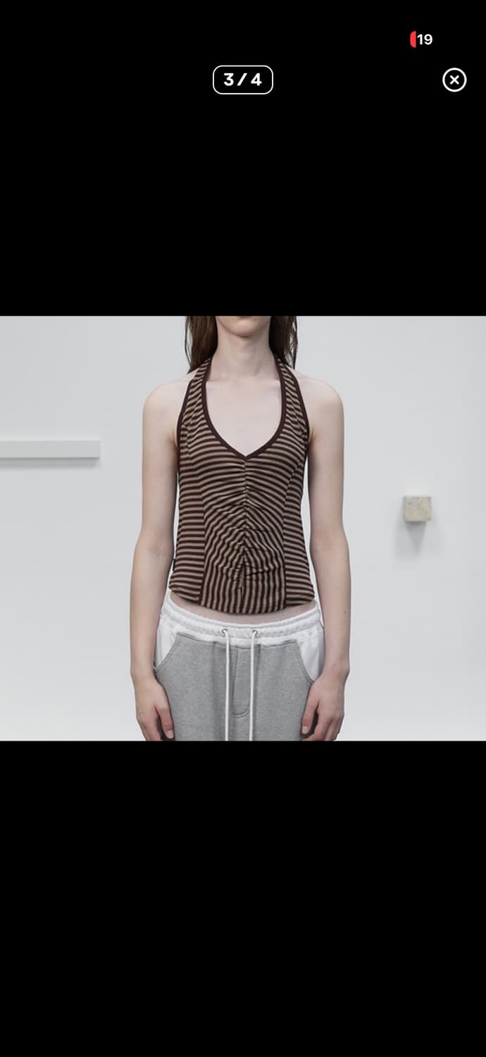 세릭 스트라이프 홀터넥 브라운 상품이미지1