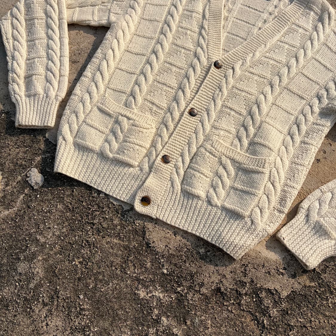 80s GANT 빈티지 울 핸드 니트 가디건 L 상품이미지5