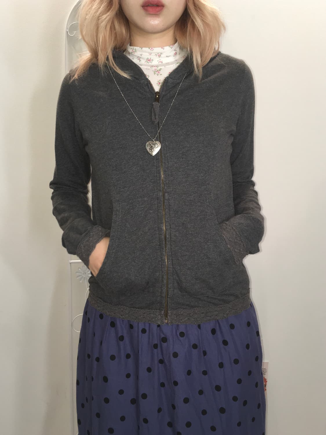 Jpn vintage charcoal hood zipup 상품이미지2