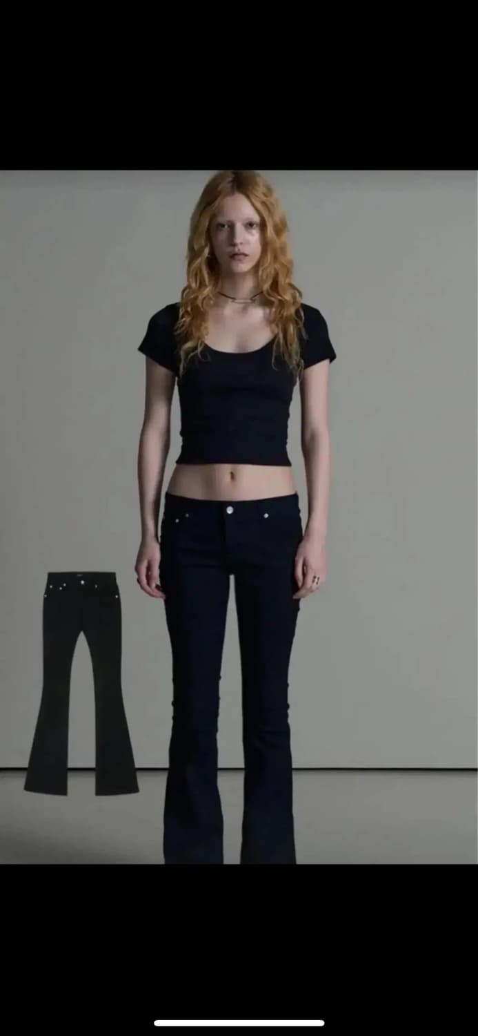 보헤미안서울 미드 라이즈 부츠컷 블랙 팬츠 xs 상품이미지1