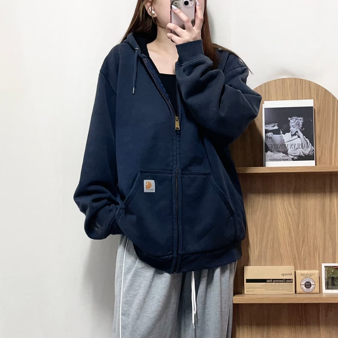 [정품] 칼하트 네이비 써멀 후드집업 [ M ] 상품이미지1