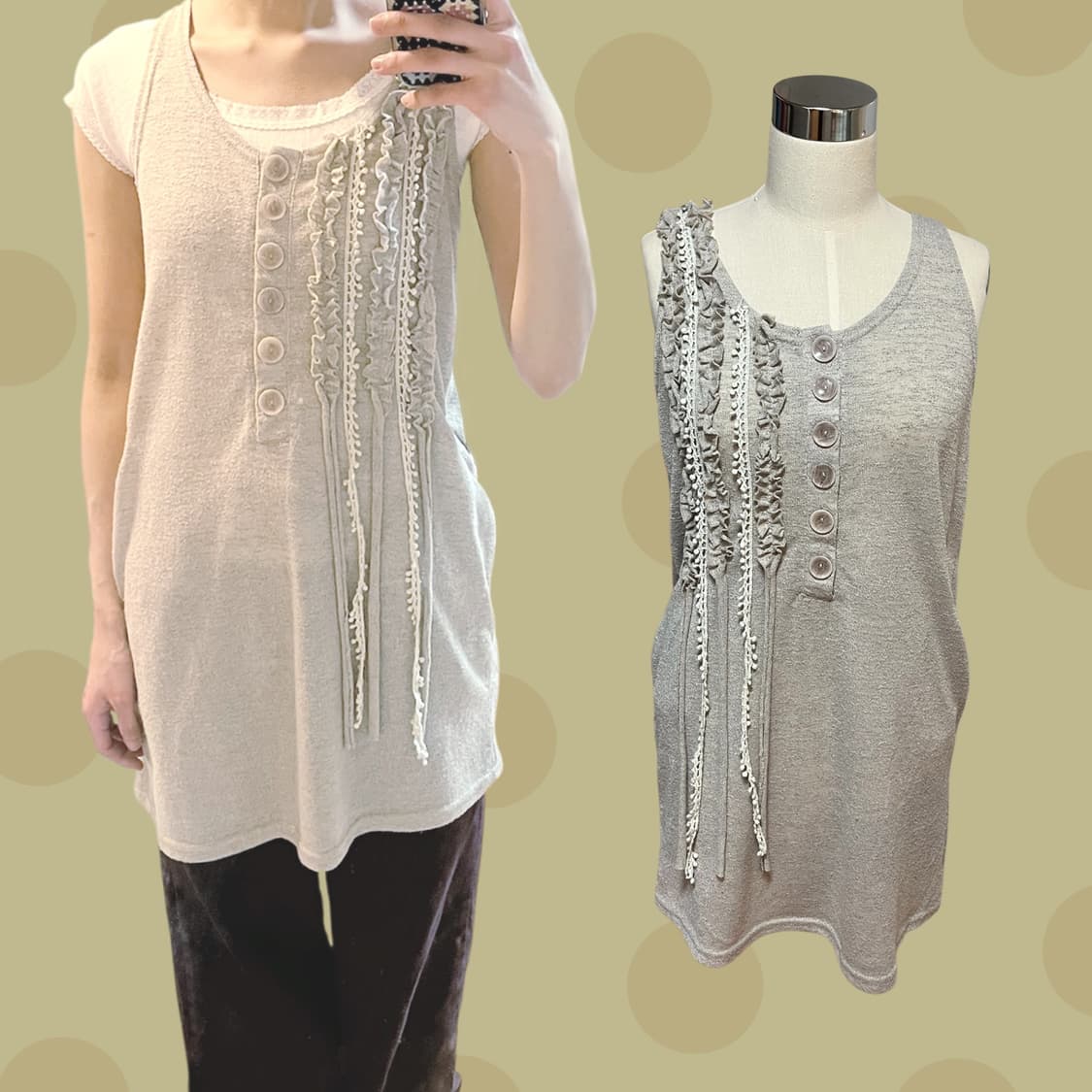 빈티지 게더 니트 원피스 상품이미지2