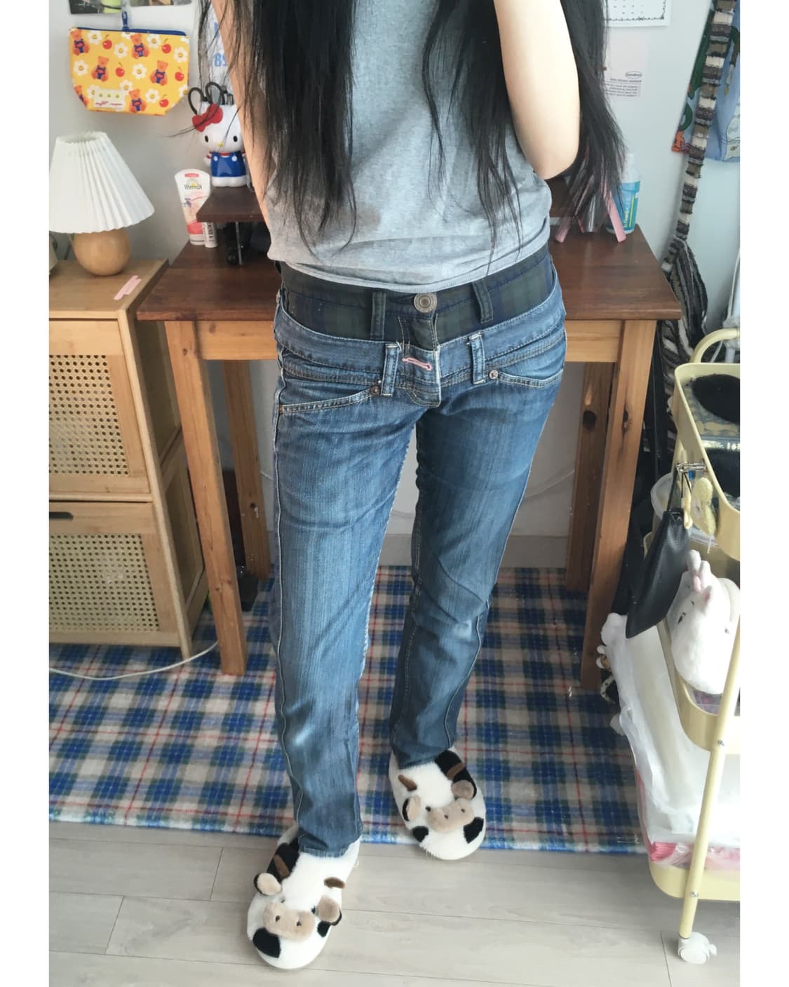 vintage double waist layered denim pants 상품이미지2