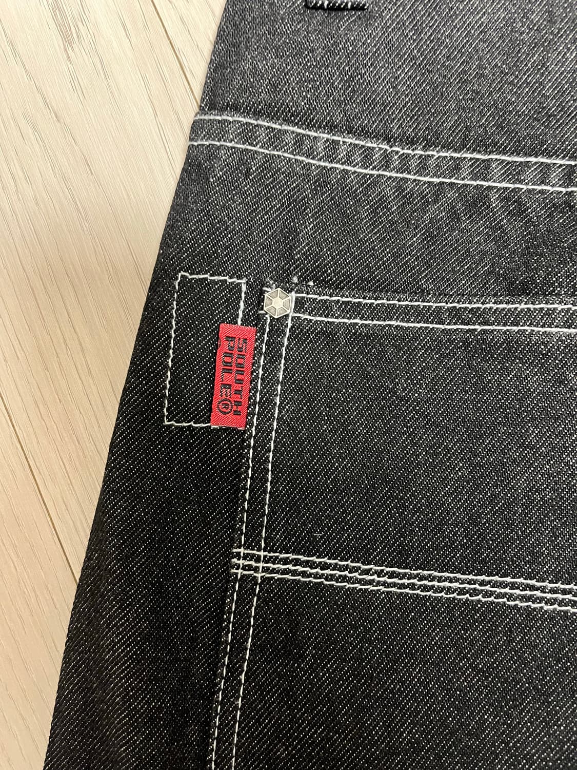 사우스폴 southpole 흑청 스티치 와이드 카펜터 데님 상품이미지8