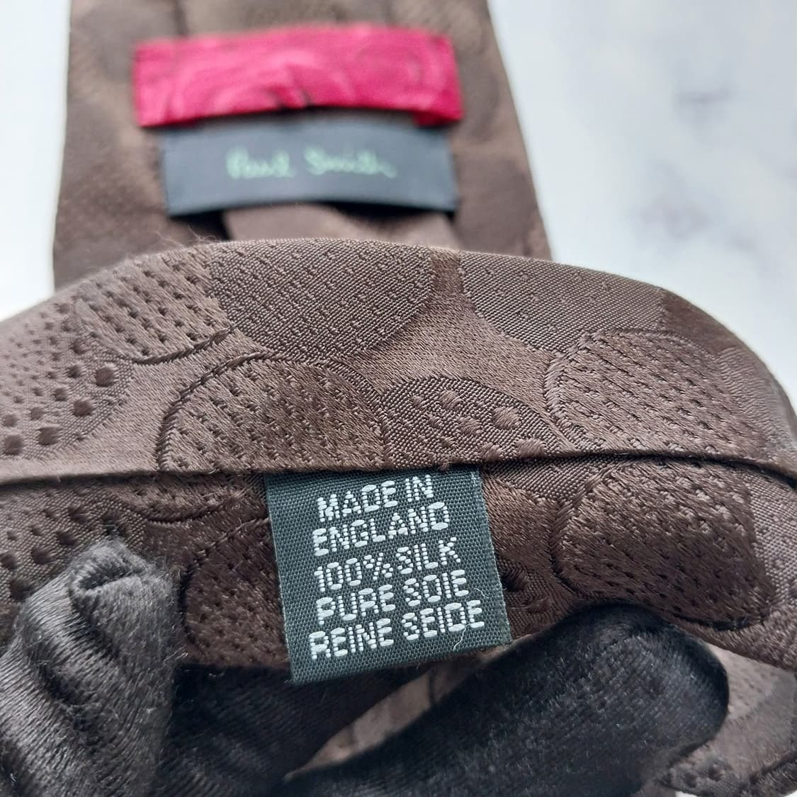 폴 스미스 실크 브라운 자카드 패턴 넥타이 9.4cm A+등급 k2050 상품이미지10