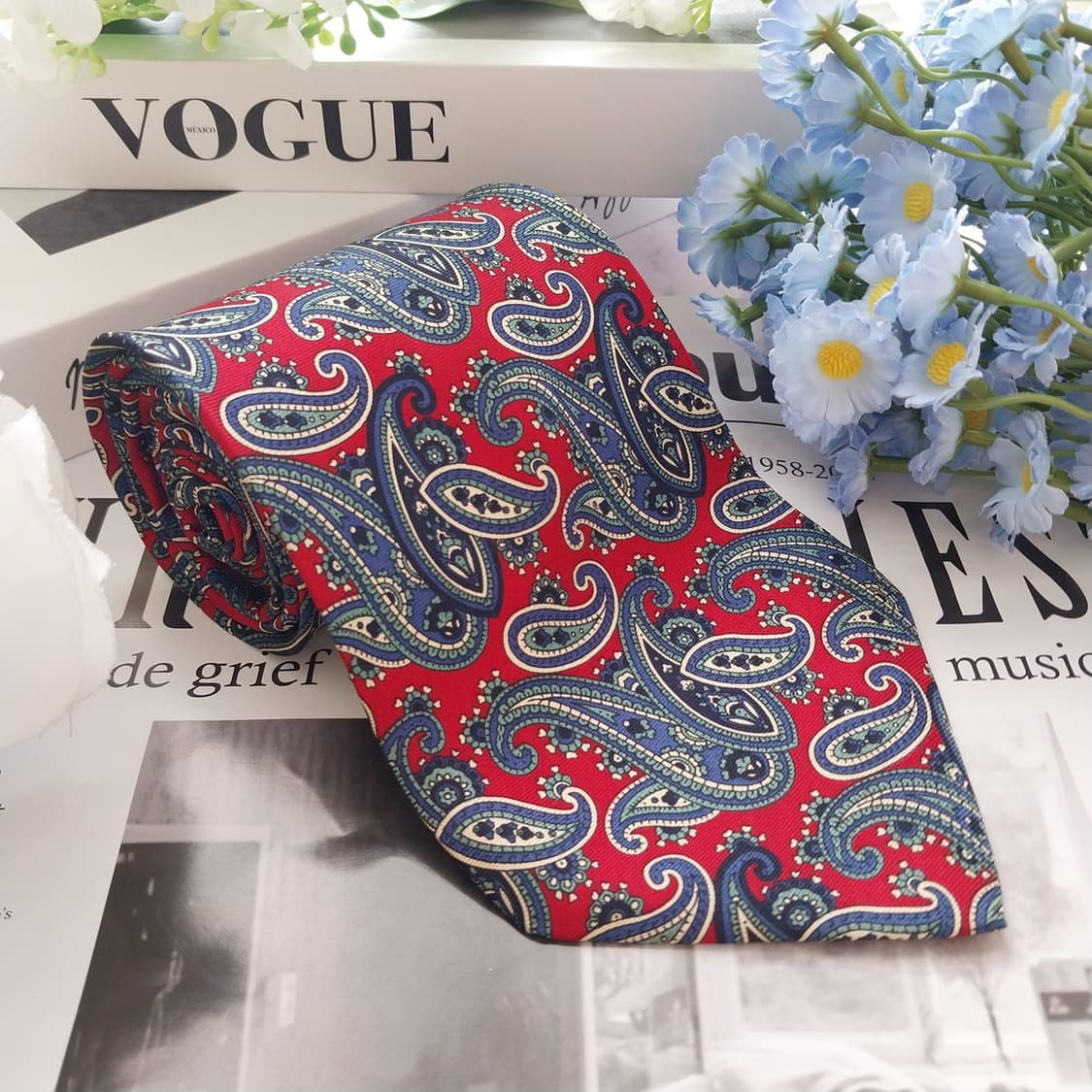 카를로 콜롬보 실크 레드 페이즐리 넥타이 10cm A+등급 K1713
 상품이미지2